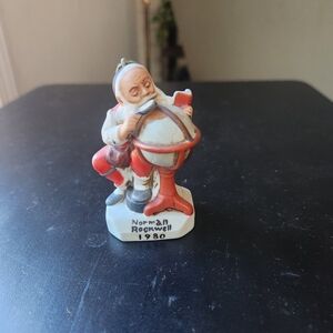 Norman Rockwell Santa with Globe Figurine - Red and White Ornament 1980